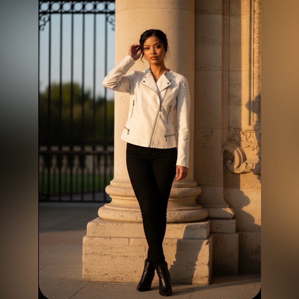 Olivia Miller White PU Jacket Coat